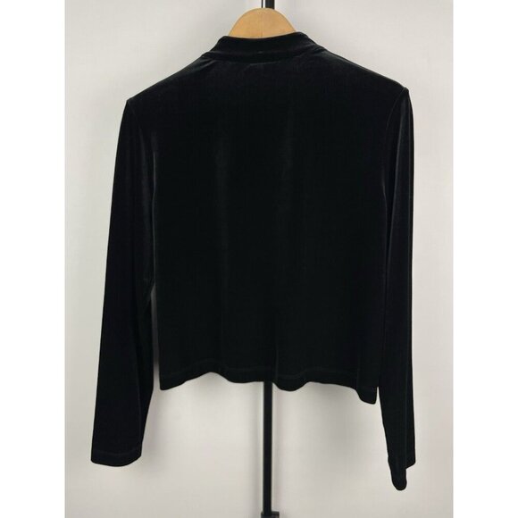 Chico’s Women's Black Velvet Rhinestone Button Cocktail Party Vintage Sweater M - Picture 6 of 8